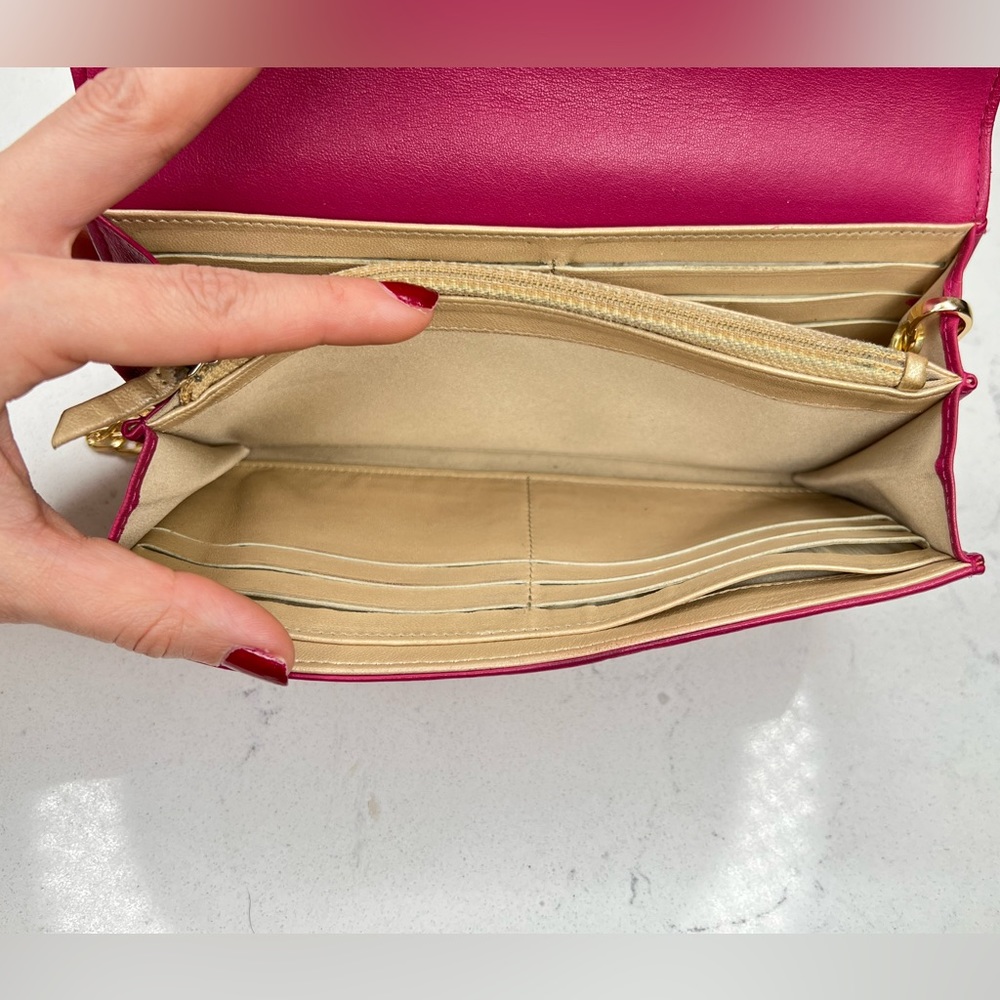 💯 AUTHENTIC CHANEL Camellia half flap lambskin pink wallet on chain - Picture 5 of 15